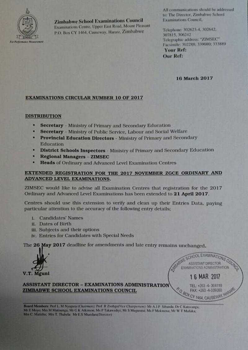 Zimsec extends registration for November 2017 Exams ⋆ Pindula News