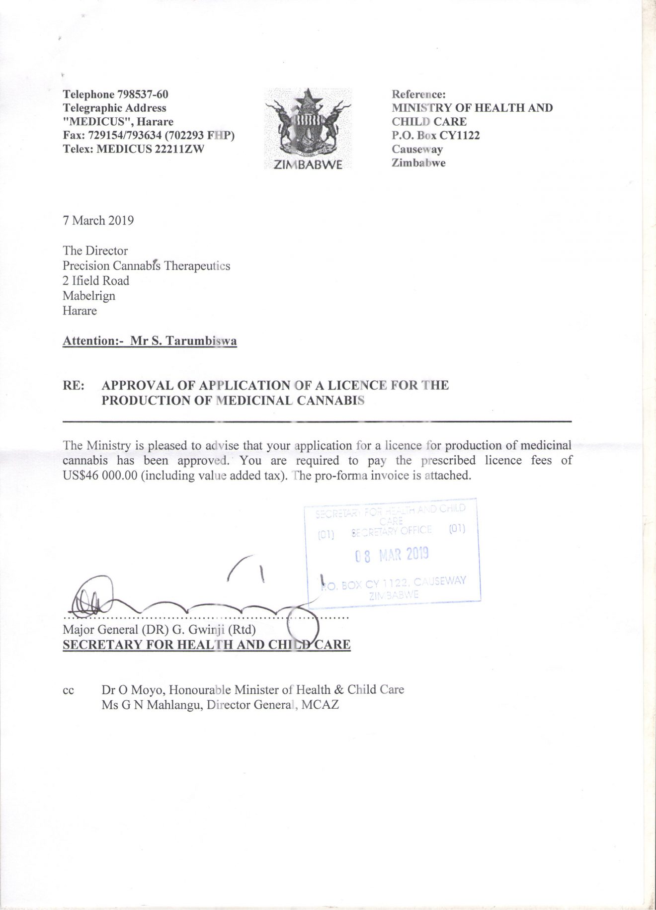 sample of an application letter in zimbabwe