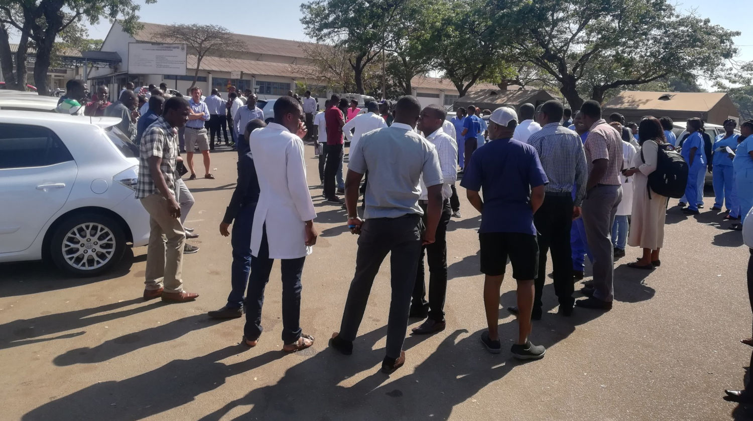 PICTURES And VIDEO: Doctors & Nurses AT Harare Hospital Protest Dr Magombeya’s Abduction