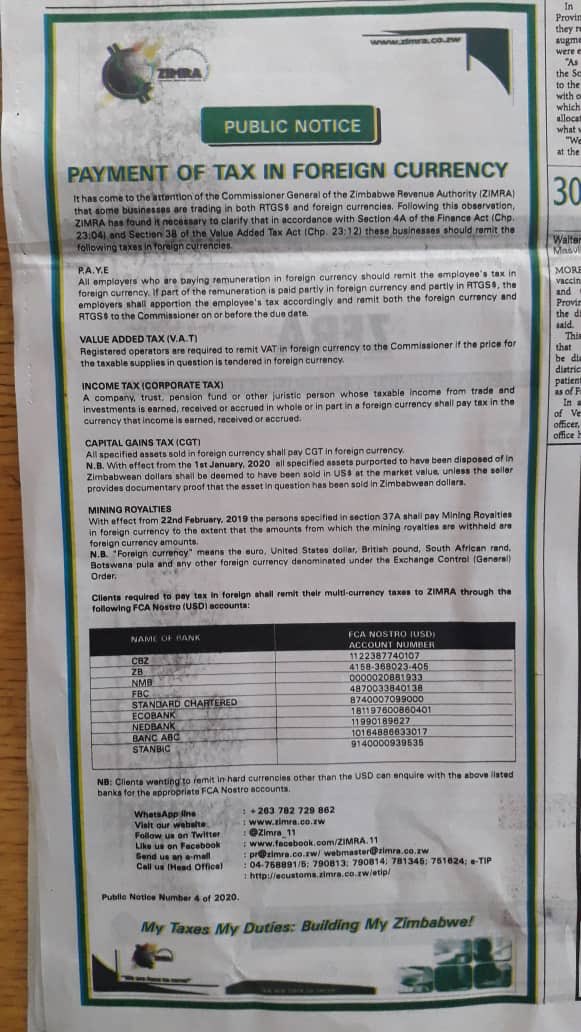 PICTURE: If You Are Selling In Forex, Remit Tax In Forex - ZIMRA ⋆