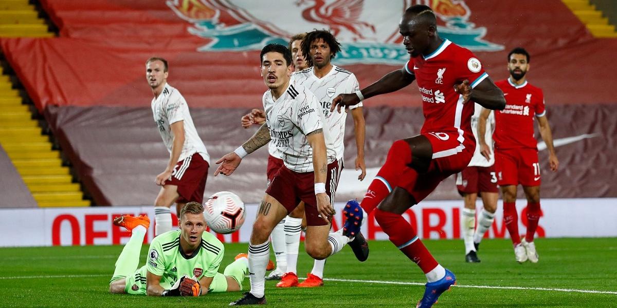 Sadio Mane scores against Arsenal
