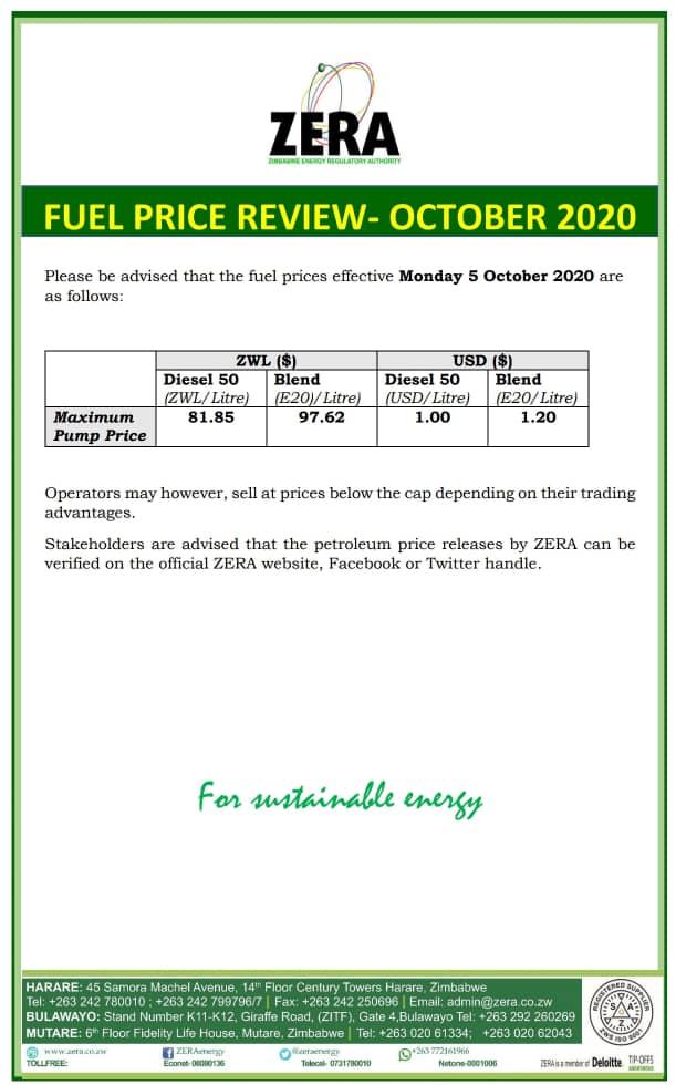 ZERA hikes fuel prices Zimbabwe Observer