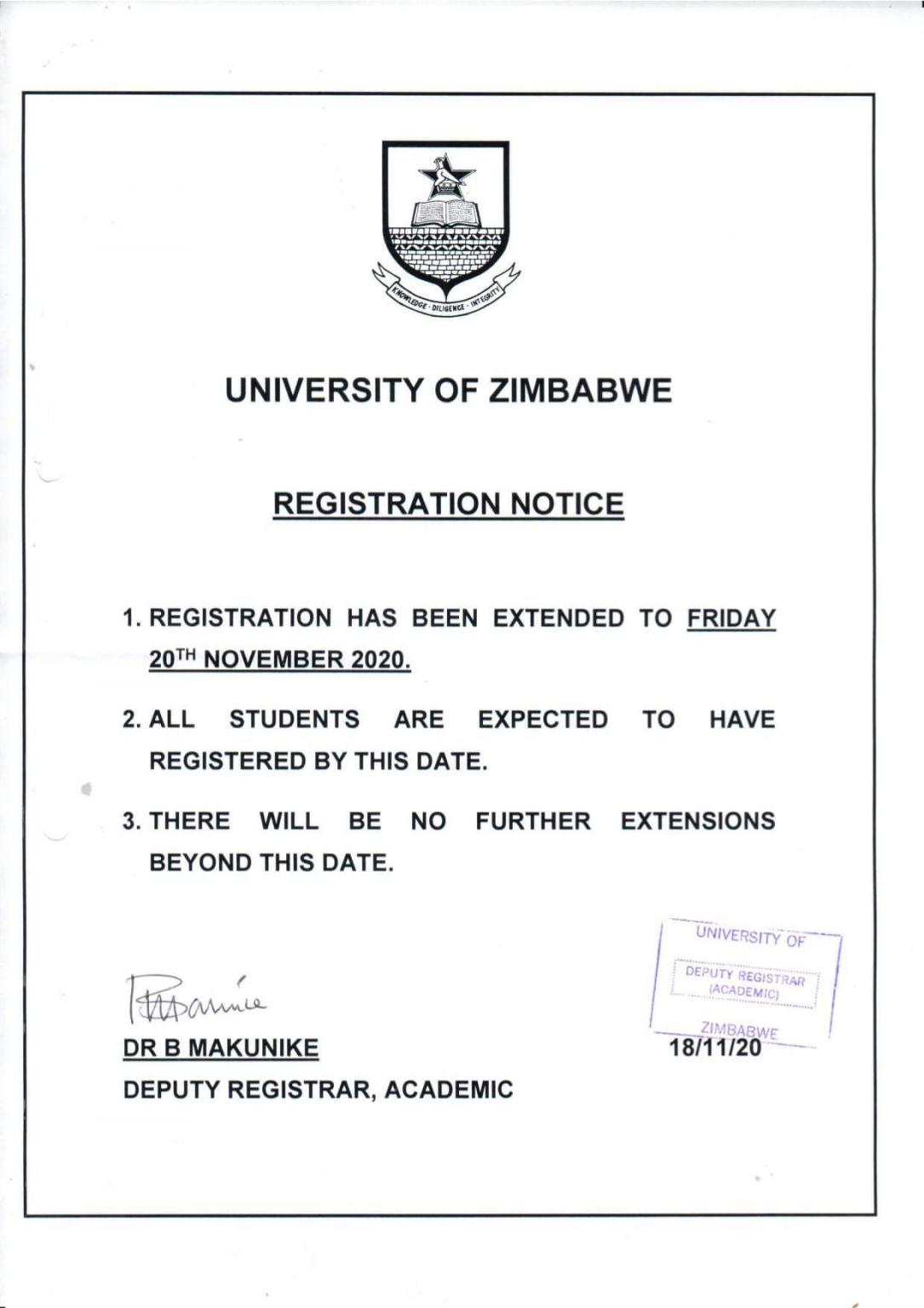 University Of Zimbabwe Extends Registration – Pindula News