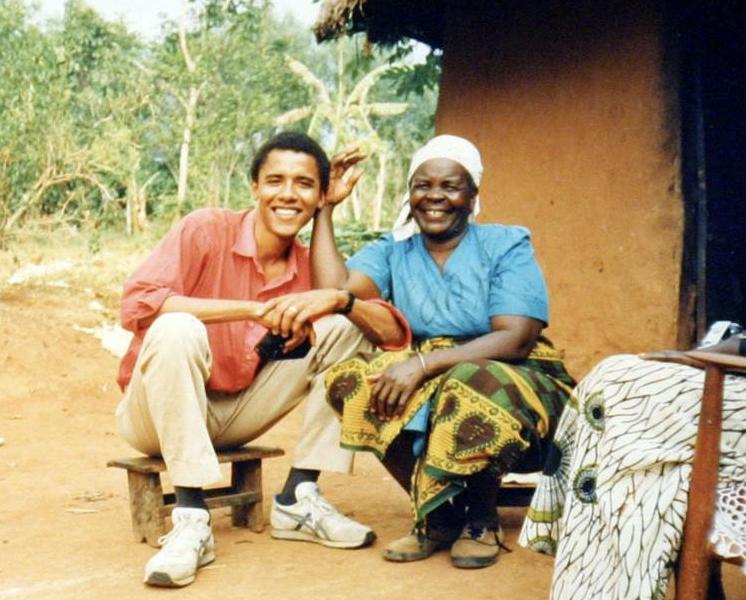Barack Obama with his grandmother Sarah Ogwel Onyango Obama