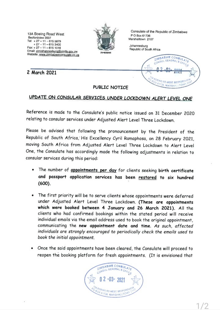 Zimbabwe Consulate Resumes Issuing Passports 