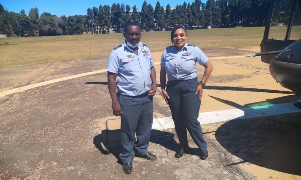 Wing Commander Thomas Tinashe Manyowa and Flight Lieutenant Anita Mapiye