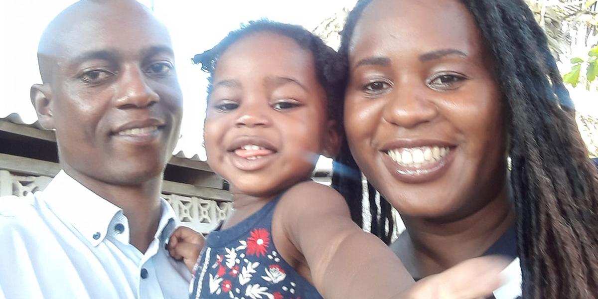 Nyasha Mugwagwa seen with his wife and young daughter