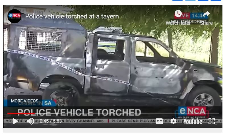 SA POLICE VAN BURNT ALCOHOL SEIZURE ATTEMPT