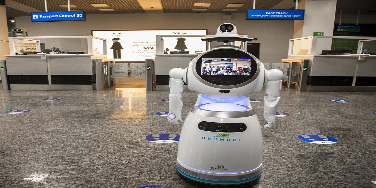 Robot at Kigali International Airport virtual Hospital equipment COVID-19