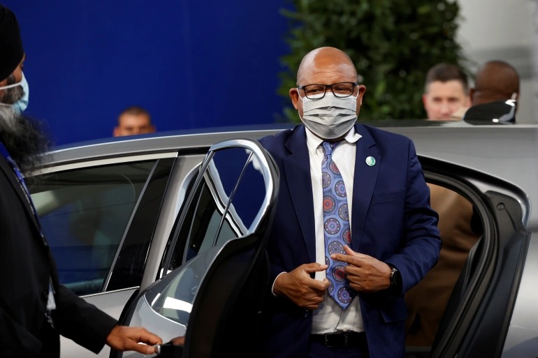 Moeketsi Majoro at a summit in Glasgow, Scotland, November 1, 2021