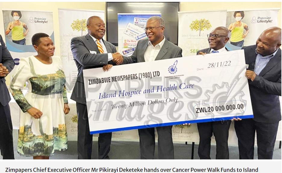 Zimpapers Donate ZW$20 million To Island Hospice And Healthcare