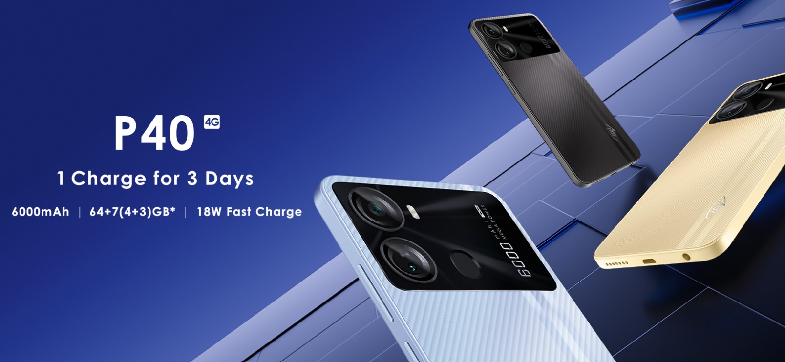 Itel P40, latest flagship now available in Zimbabwe. 6000 mAh battery, 64GB, 7GB RAM, 4G LTE
