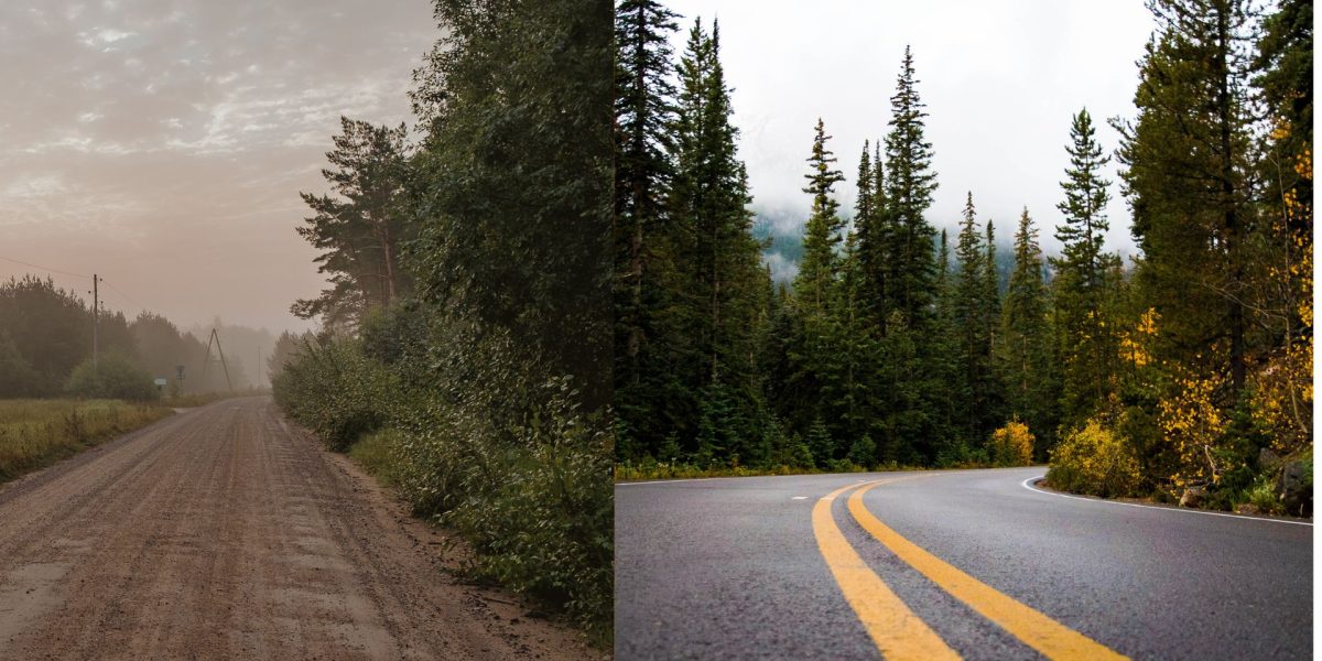 Grave and Tarred Road