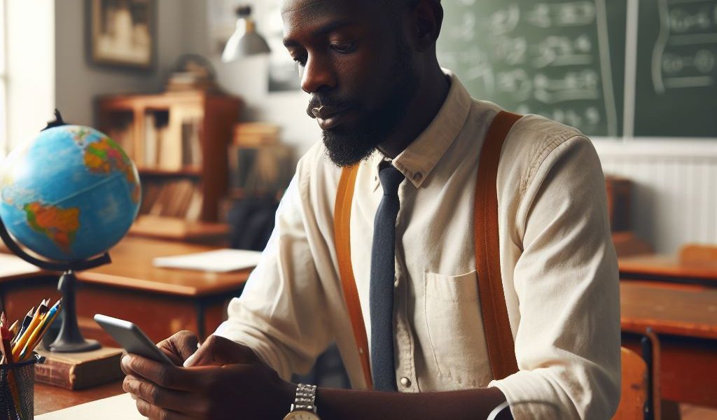 Teacher on a phone