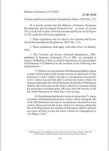 MPs and importation of Cars