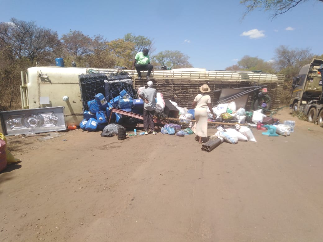 Bus fails to negotiate curve, overturns on Victoria Falls Road